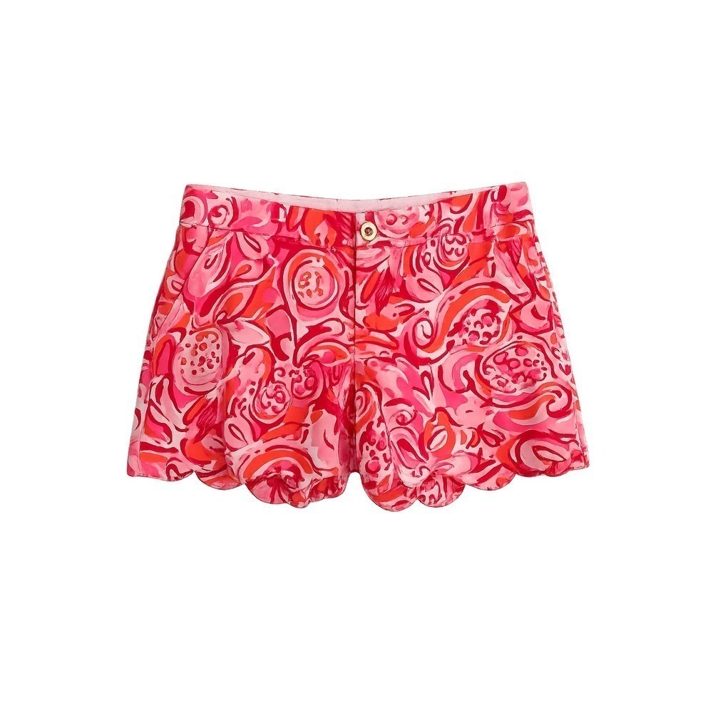 Lilly Pulitzer Buttercup Shorts Sz 00 Pink Scallop Hem Cotton Palm Beach Preppy